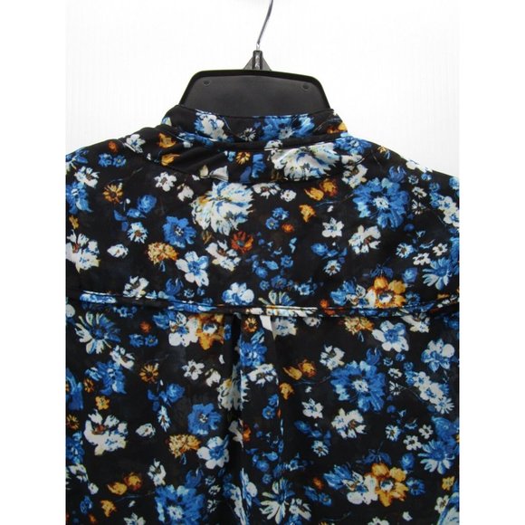 Philosophy Blouse Small Blue Button Down Floral Preppy Career - Picture 7 of 10